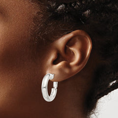 QE6496 Sterling Silver 2.5x25mm Polished Hoop Earrings