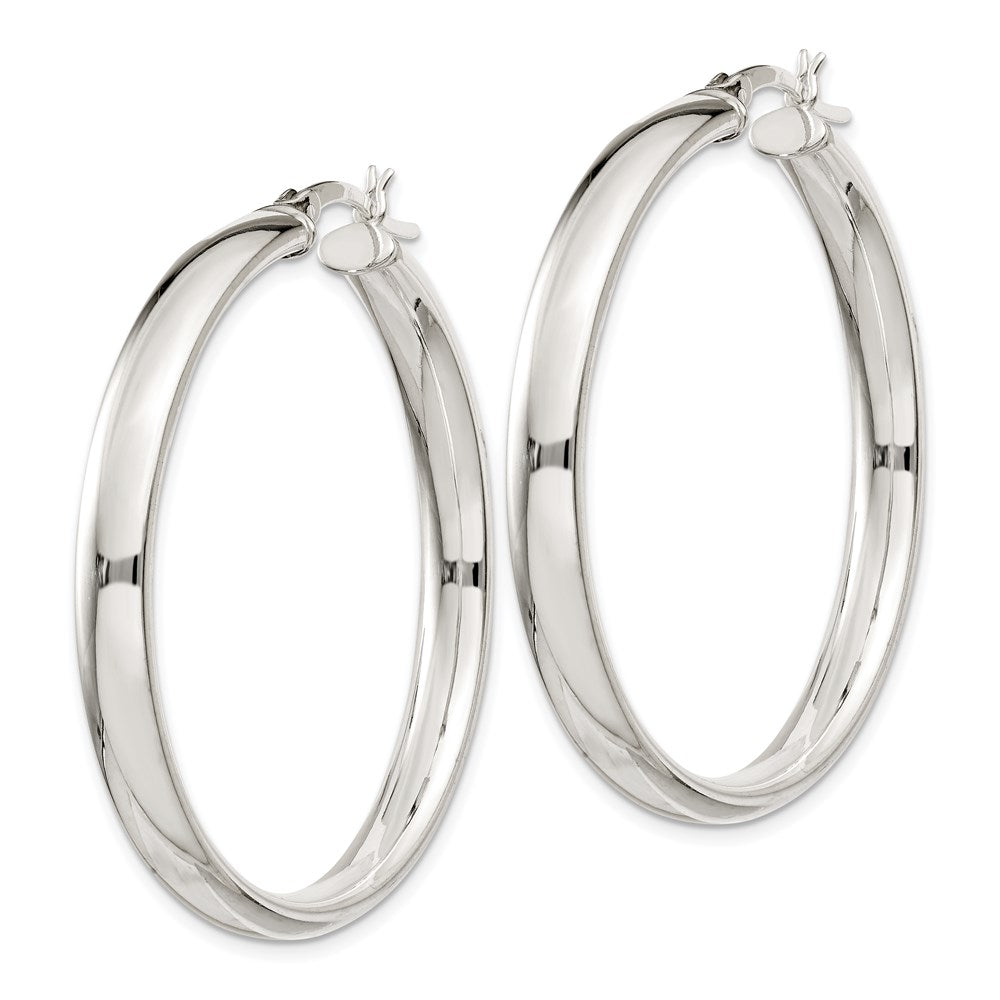 QE6505 Sterling Silver 5x40mm Hoop Earrings