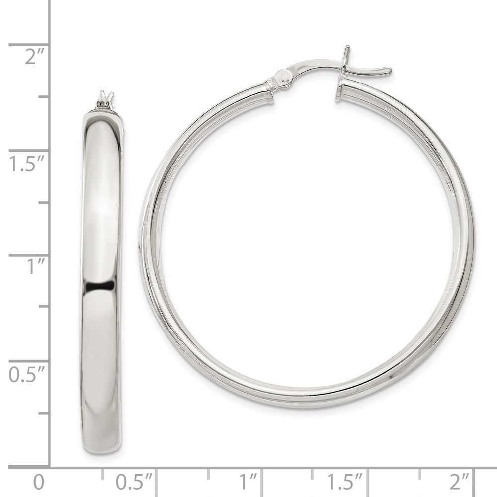 QE6505 Sterling Silver 5x40mm Hoop Earrings