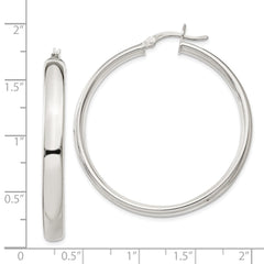 QE6505 Sterling Silver 5x40mm Hoop Earrings