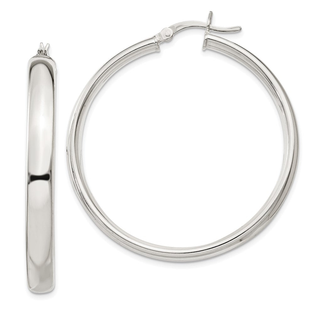 QE6505 Sterling Silver 5x40mm Hoop Earrings