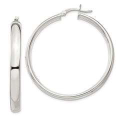 QE6505 Sterling Silver 5x40mm Hoop Earrings