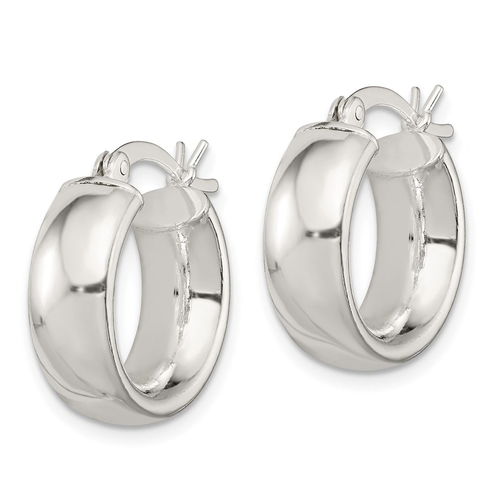 QE6635 Sterling Silver Polished 6mm Round Hoop Earrings