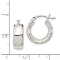 QE6635 Sterling Silver Polished 6mm Round Hoop Earrings