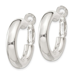 QE6636 Sterling Silver 5x25mm Omega Back Hoop Earrings