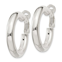 QE6637 Sterling Silver 5x30mm Omega Back Hoop Earrings