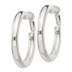 QE6638 Sterling Silver 5x40mm Omega Back Hoop Earrings