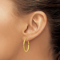 QE6656 Sterling Silver Gold Flash Plated Twisted 3x25mm Hoop Earrings