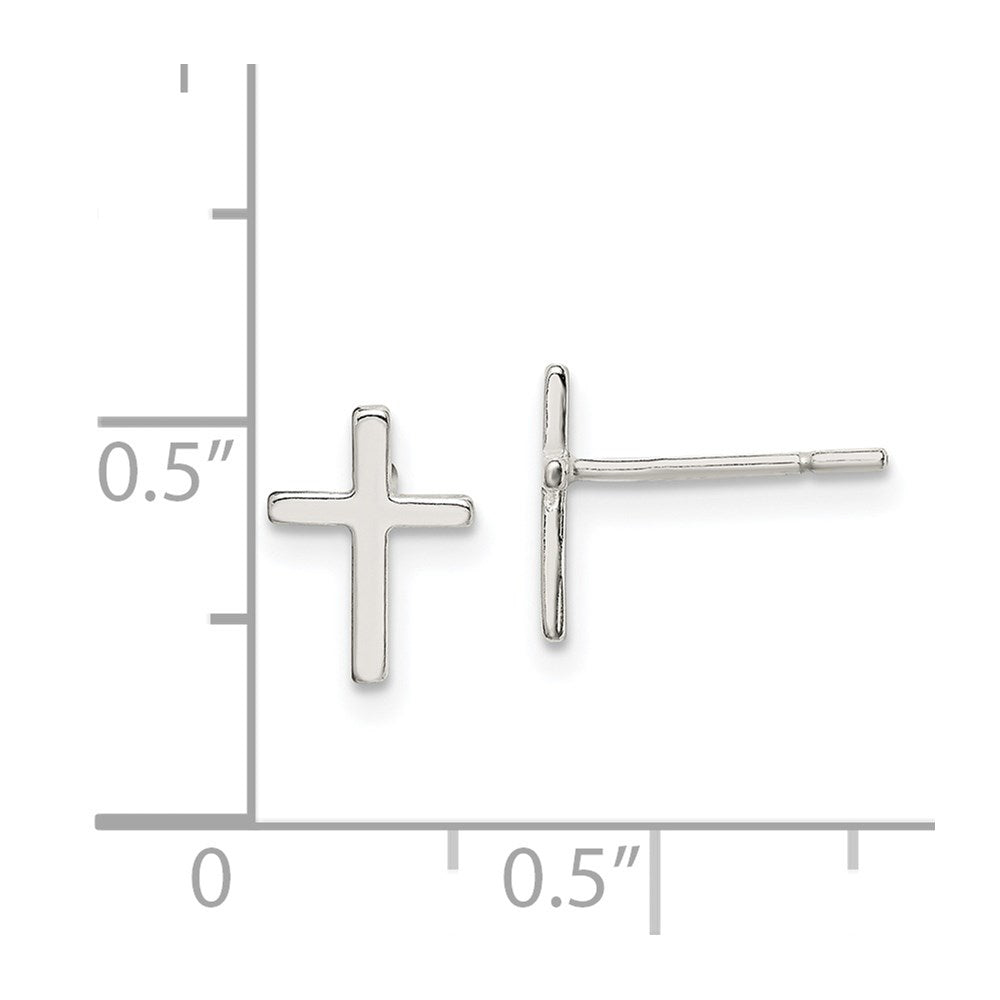QE669 Sterling Silver Polished Latin Cross Post Earrings