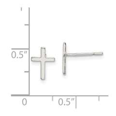 QE669 Sterling Silver Polished Latin Cross Post Earrings
