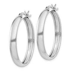 QE6744 Sterling Silver Rhodium-plated 4mm x 30 Hoop Earrings