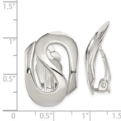QE6832 Sterling Silver Polished Fancy S Design Non-Pierced Earrings