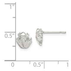 QE686 Sterling Silver Polished Mini Frog Post Earrings