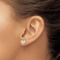 QE6867 Sterling Silver Polished Heart Post Earrings