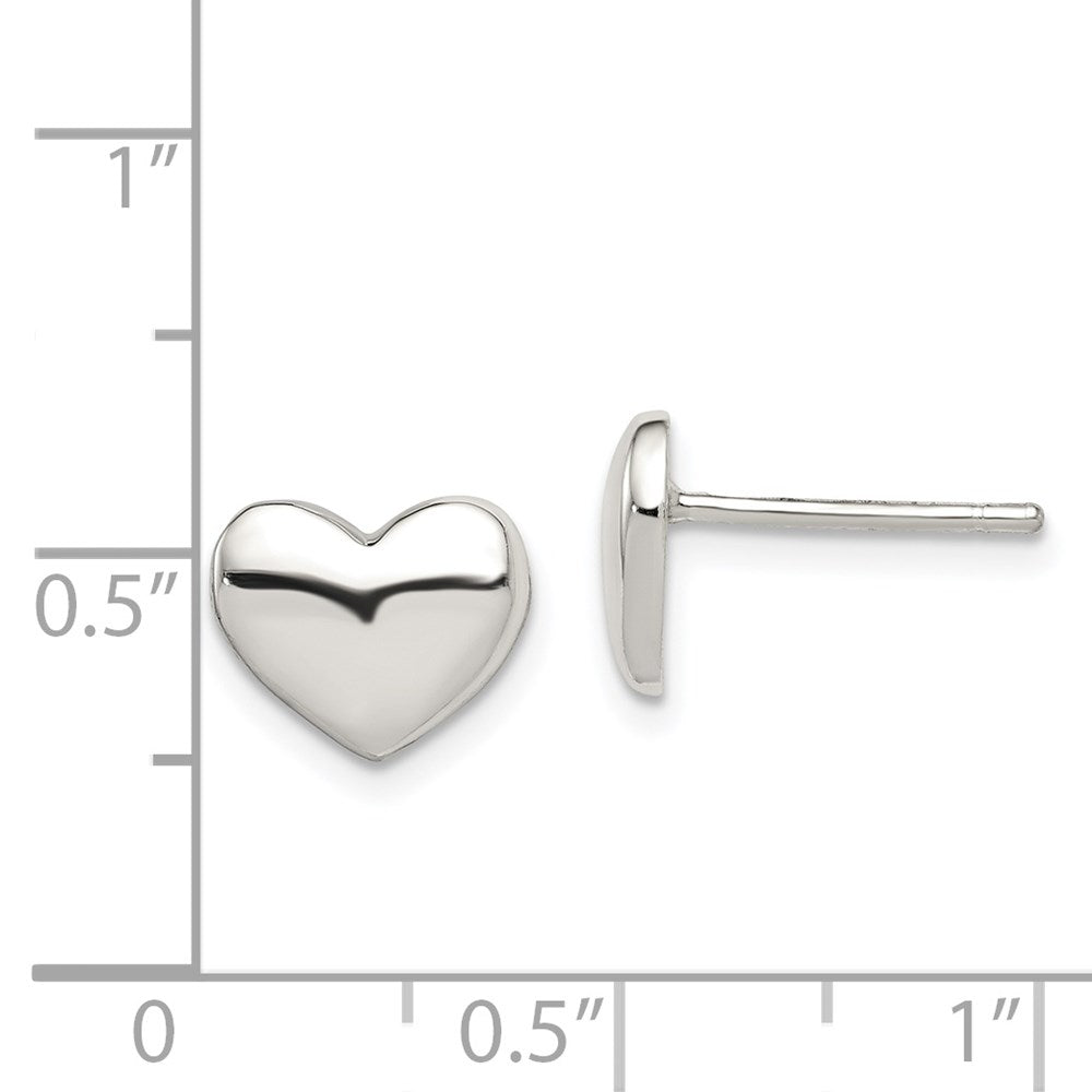 QE6867 Sterling Silver Polished Heart Post Earrings