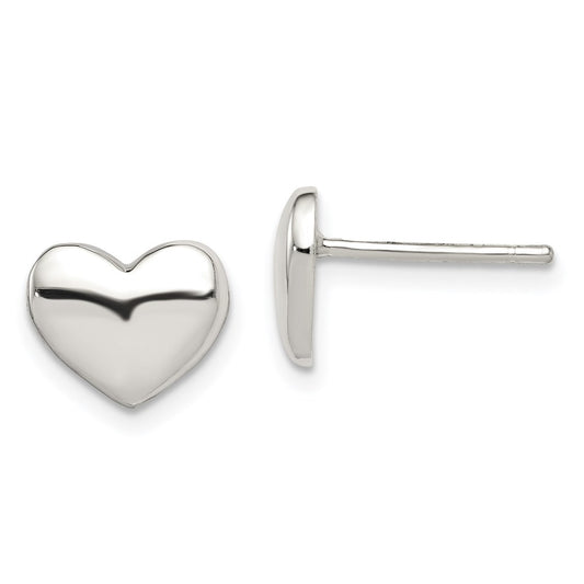 QE6867 Sterling Silver Polished Heart Post Earrings