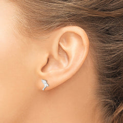 QE688 Sterling Silver Polished Dolphin Post Earrings