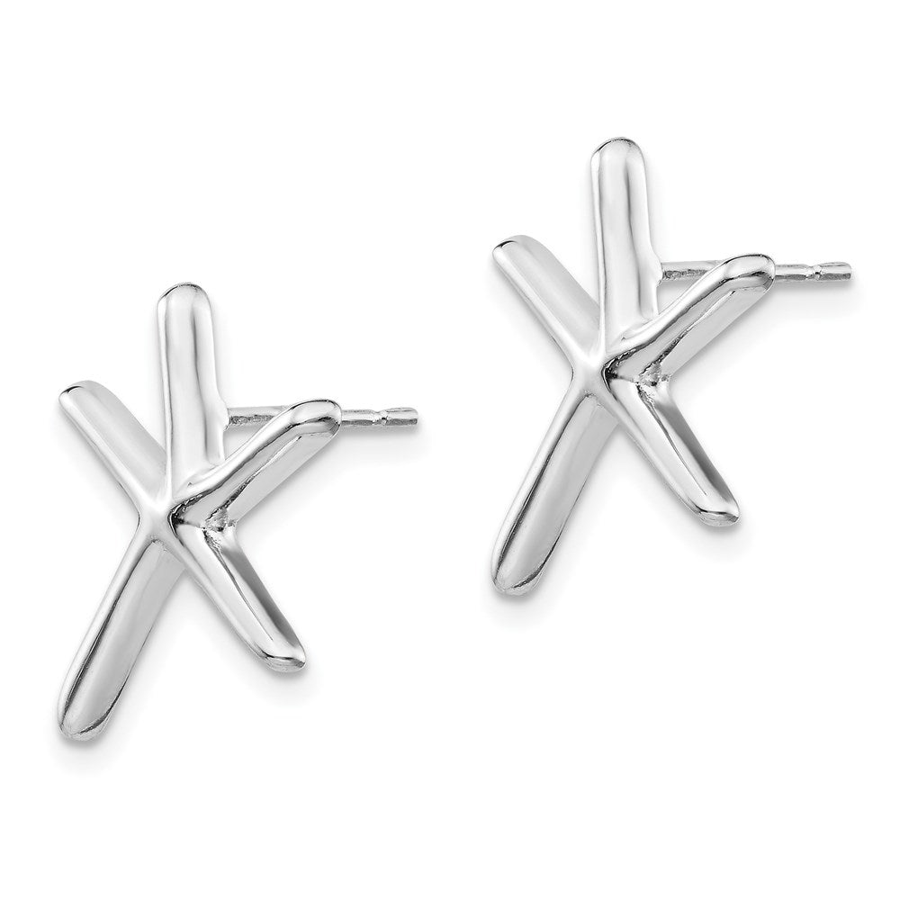 QE6894 Sterling Silver Rhodium-plated Starfish Post Earrings