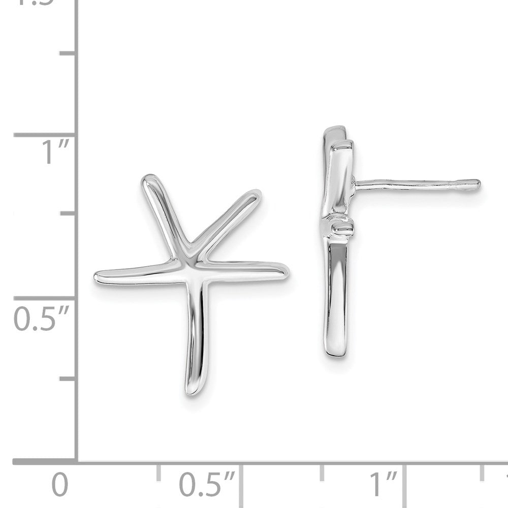QE6894 Sterling Silver Rhodium-plated Starfish Post Earrings