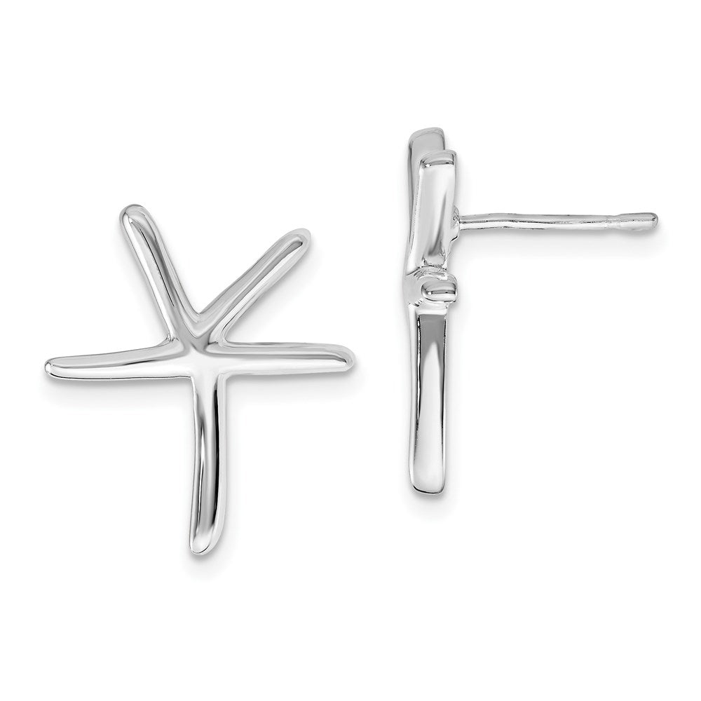 QE6894 Sterling Silver Rhodium-plated Starfish Post Earrings