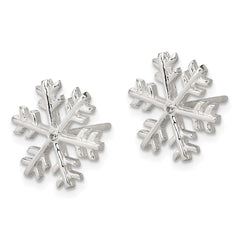 QE6910 Sterling Silver CZ Polished Snowflake Post Earrings