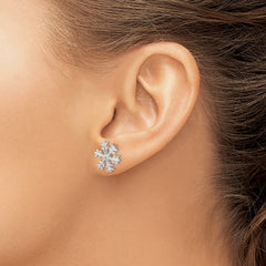 QE6910 Sterling Silver CZ Polished Snowflake Post Earrings