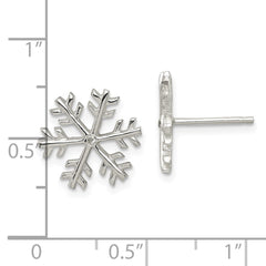 QE6910 Sterling Silver CZ Polished Snowflake Post Earrings