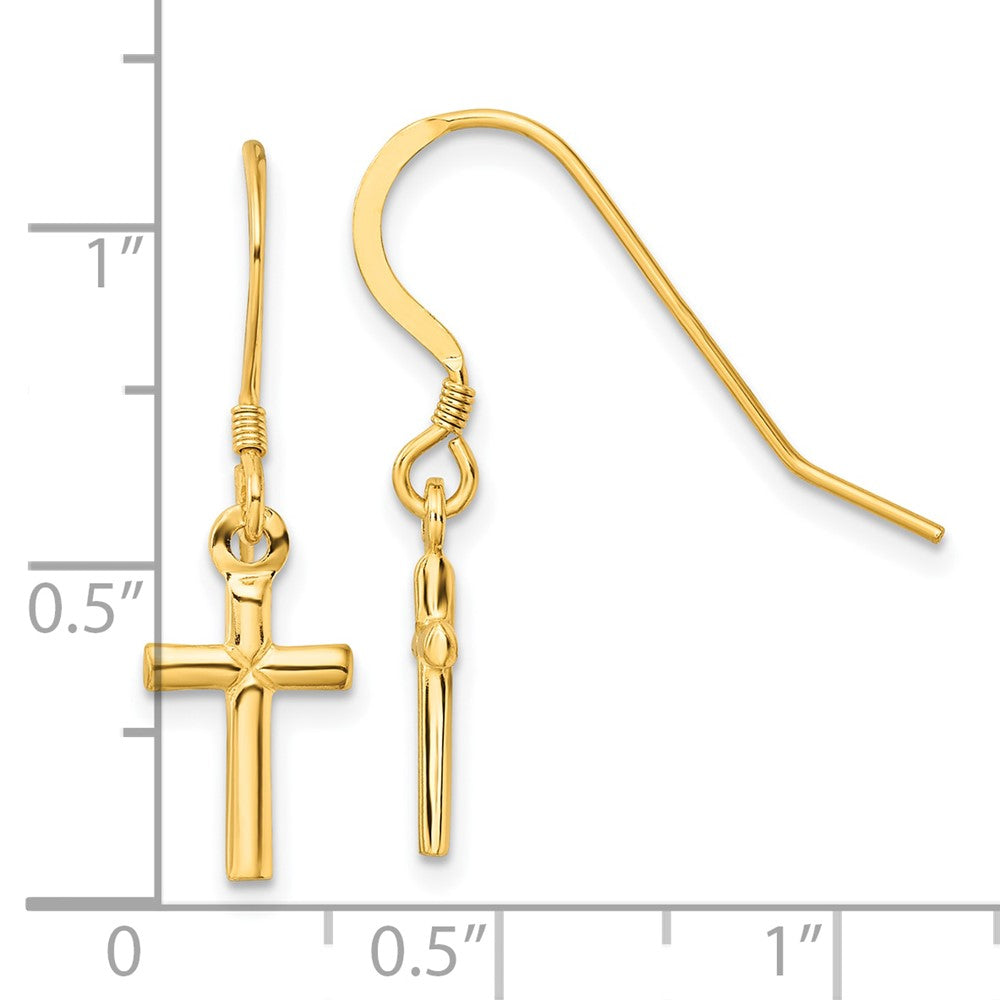 QE6914GP Sterling Silver Gold-tone Polished 'X' Cross Dangle Earrings