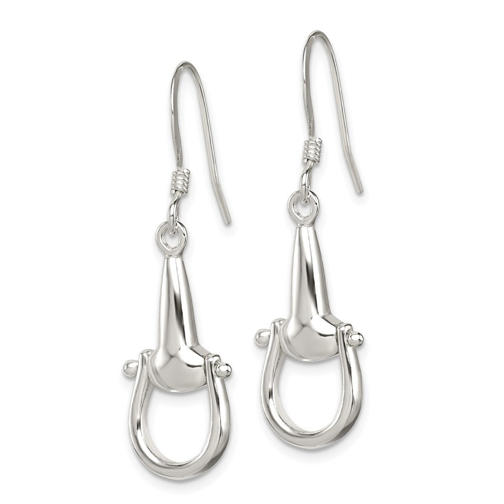 QE6939 Sterling Silver Polished Stirrup Dangle Earrings