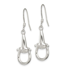 QE6939 Sterling Silver Polished Stirrup Dangle Earrings