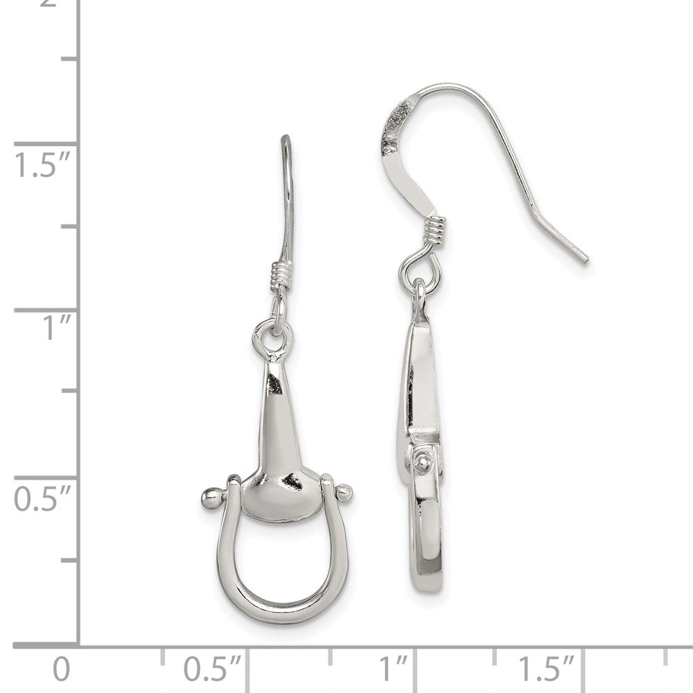 QE6939 Sterling Silver Polished Stirrup Dangle Earrings