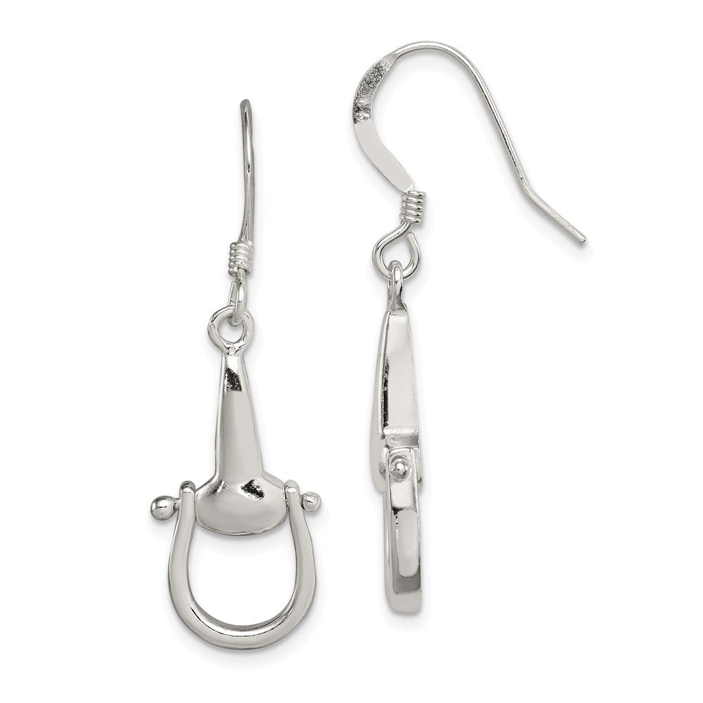 QE6939 Sterling Silver Polished Stirrup Dangle Earrings
