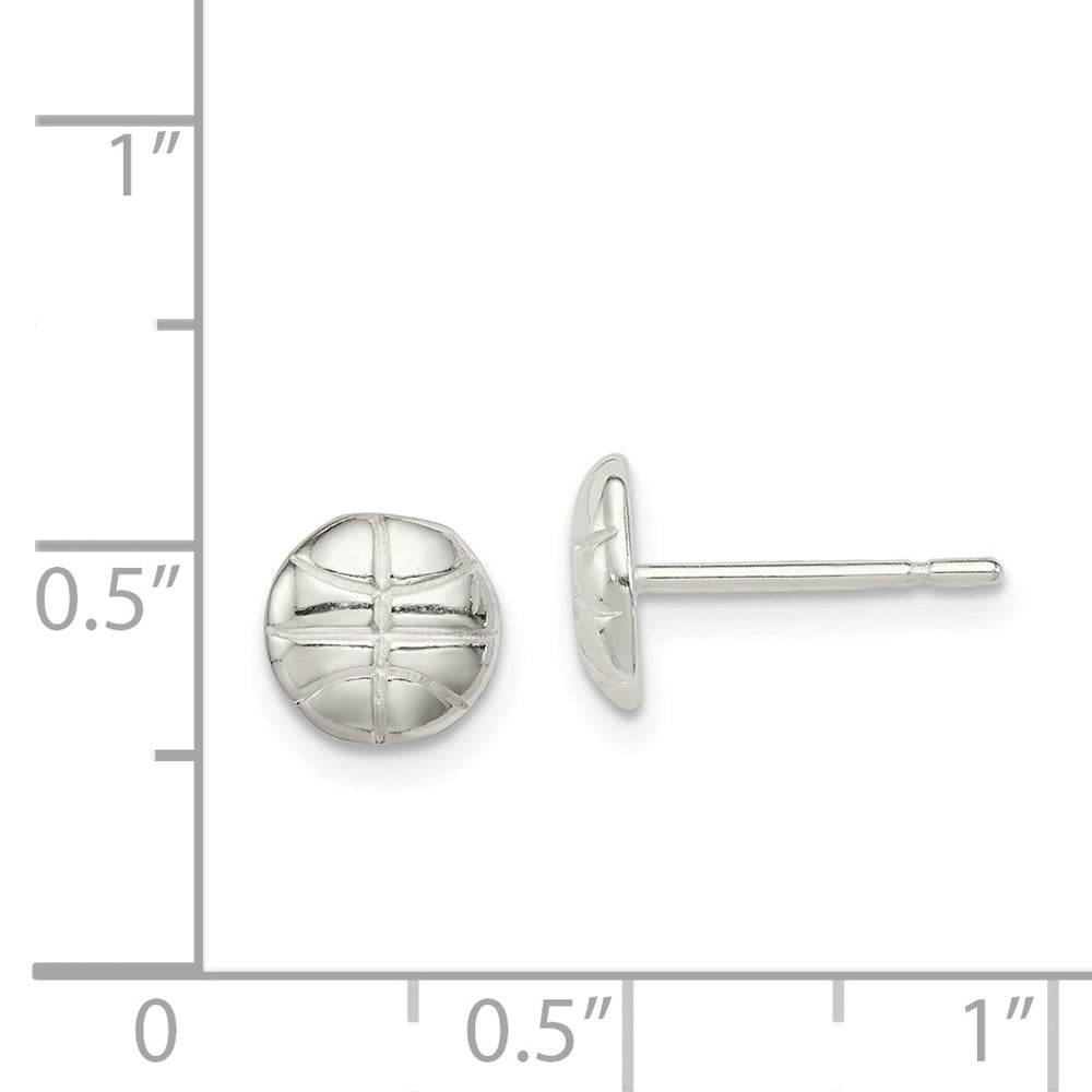 QE694 Sterling Silver Basketball Mini Earrings