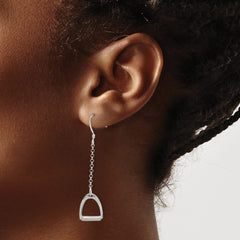 QE6940 Sterling Silver Polished Horse Stirrup Dangle Earrings