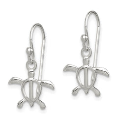 QE6952 Sterling Silver Polished Turtle Dangle Earrings