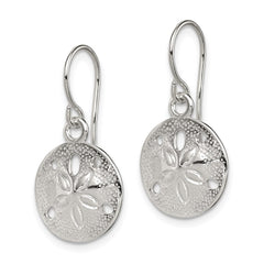 QE6958 Sterling Silver Polished and Textured Sand Dollar Dangle Earrings