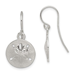 QE6958 Sterling Silver Polished and Textured Sand Dollar Dangle Earrings