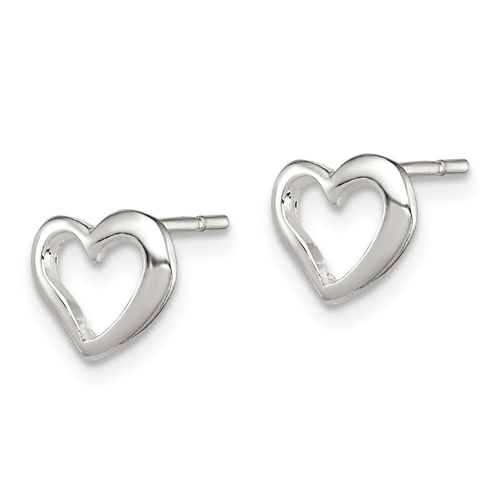 QE7044 Sterling Silver Polished Heart Post Earrings