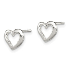 QE7044 Sterling Silver Polished Heart Post Earrings