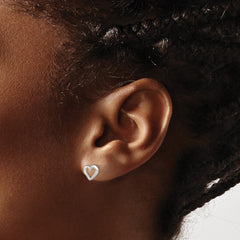 QE7044 Sterling Silver Polished Heart Post Earrings