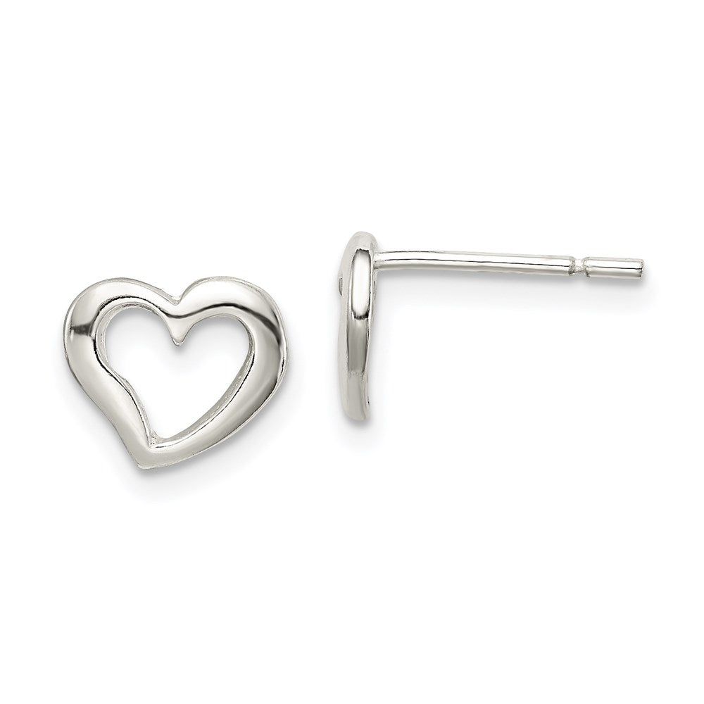 QE7044 Sterling Silver Polished Heart Post Earrings