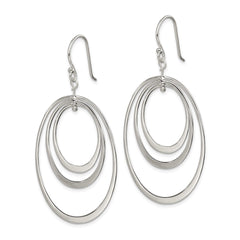 QE7202 Sterling Silver Polished Triple Oval Dangle Earrings