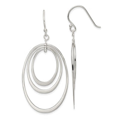 QE7202 Sterling Silver Polished Triple Oval Dangle Earrings