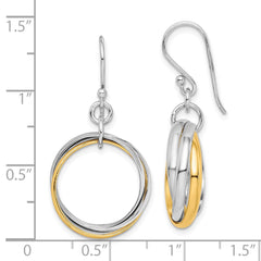 QE7236 Sterling Silver Rhodium & Gold-Plated Triple Circle Dangle Earrings