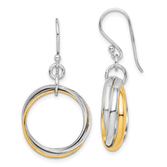 QE7236 Sterling Silver Rhodium & Gold-Plated Triple Circle Dangle Earrings
