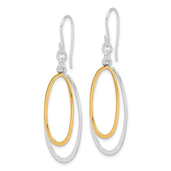 QE7237 Sterling Silver Rhodium-plated & Gold-tone Double Oval Dangle Earrings