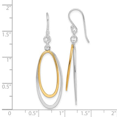QE7237 Sterling Silver Rhodium-plated & Gold-tone Double Oval Dangle Earrings