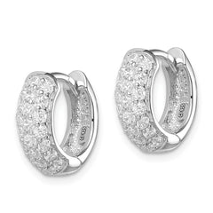 QE7325 Sterling Silver Rhodium-plated CZ Hinged Hoop Earrings