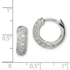 QE7325 Sterling Silver Rhodium-plated CZ Hinged Hoop Earrings