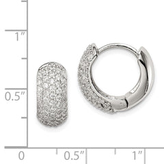 QE7326 Sterling Silver Rhodium-plated CZ Hinged Hoop Earrings